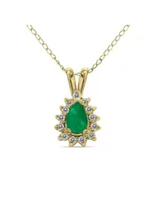 14K 0.15 ct. tw. Diamond & Emerald Necklace
