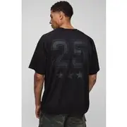 Mens Black Oversized Varsity Mesh Raglan Sports Top