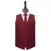 Burgundy Mens Waistcoat Tie Set Plain Shantung Formal Wedding Vest by DQT