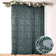 8ft x 8ft HUNTER GREEN Tulle Backdrop CURTAIN Drape Panel Embroidered Sequins