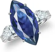 [Jupiter] Natural Gemstone Marquise Ring - 925 Sterling Silver Rhodium Plated Genuine Gemstone Women Ring, Glamour Natural Gemstone Birthstone Rings Jewelry Gifts for Valentine's Day, Mother's Day, Birthday Jewelry Gifts
