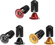 uxcell 3Pair Bar End Plugs Aluminum Handlebar End Caps Bike Plugs 0.7oz Expanding Locking for MTB Road BMX Fixed Gear Bike, Yellow Red Black