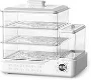24L Electric 3 Tier Food Steamer, Household Multifunctional Large-Capacity Breakfast Machine, 24h Smart Reservation, 1.5L Removable Independent Water Tank, for Vegetables, Meats, Fish B