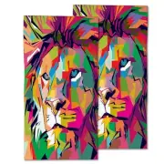 Lion Hand Towel Set of 2,Face Washcloths Fingertip Kitchen Towels Pop Art Lion