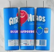 AIRHEADS BLUE RASPBERRY 20oz Skinny Insulated Tumbler Lid Straw