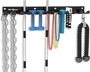 Home Gym Storage Rack - Multi-Purpose Heavy Duty Gym Rack Organizer, Wall Mount Barbell Rack Gym Equipment Hanger for Olympic Barbells, Resistance Bands, Jump Ropes, Row Handles, etc. (26", 12 Hook)