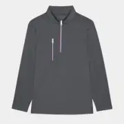 G/FORE MEN'S DAYTONA MÉLANGE TECH INTERLOCK PULLOVER: CHARCOAL HEATHER GREY