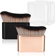 2 Pcs Self Tan Brush By NEETUE with 2pcs plastic boxes，Foundation Brush Makeup Brush for Fake Tan, Makeup Blend & Blur Tan Brush Applicator for Body & Leg Makeup Tanning Brush for Tanners Mousse (Black, Rose Gold)