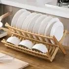 Natural Folding Dish Rack 2 Tier Utensil Holder Drying Holder Restaurant