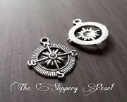 6 Compass Charms Antiqued Silver Compass Pendants Captain of My Soul Nautical