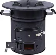 Lineslife Rocket Stove Wood Burning Portable for Backpacking, Charcoal Camping Stove with Handle and Carry Bag for Outdoor, Cooking, BBQ, RV, Survival, Black