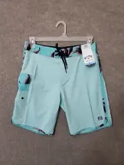 Billabong 73 Pro Boardshorts Mens 30 Mist Teal Blue Stretch NEW
