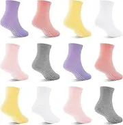 [SKIBEAUT] Toddler Boys Socks- Kids Socks with Grips 12 Pairs Non Slip Skids Toddlers Girls Socks with Grippers for 1-7 Years
