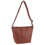 Milleni Women's Leather Shoulder Crossbody Bag w/ Zip Pocket 32x23cm Rose