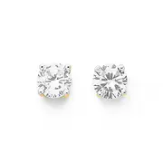 9ct Cubic Zirconia Round Stud Earrings in Clear