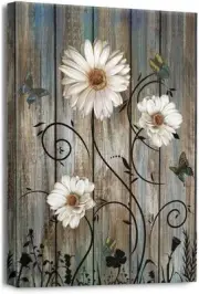 Daisy Canvas Pictures Bathroom Wall Art Modern 16L" x 12W", Daisy-3