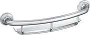 Moen Chrome Bathroom Safety 16-Inch Screw-in Curved Shower Grab Bar with Built-in Shelf for Storage, LR2356DCH