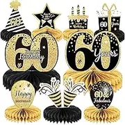9 Pieces 60th Birthday decorations 60th birthday centerpieces for Tables Decorations Cheers to 60 Years Honeycomb Table Topper Happy 60th Birthday Decorations for Men and Woman Sixty Years Birthday Party Supplies