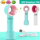 Portable Air Conditioner Bladeless Hand Held Cooler Mini USB No Leaf Desk Fan