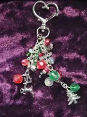 Christmas Key Chain/ Purse Charm/ Backpack Charm Red & Green