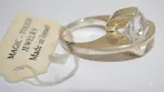 Israeli designer hammered sterling silver Modernist ring size 6 Magic Touch 16g