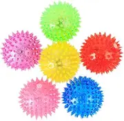LED Light Up Flashing Pet Dog Puppy Ball Chasing Play Toy PVC Spiky Ball S L Random Color Diameter 6.5cm 7.5cm (c)