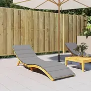 Sun Lounger Cushion Grey 200 x 60 x 3 cm Oxford Fabric - Waterproof Outdoor Furniture Pad, Soft Foam Fiber Filling, Non-Slip Design with Ropes, Patio Seat Cushion for Garden, and Chairs