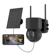 4MP WiFi Solar Camera HD Wireless Surveillance IP Cam with Solar Panel 4X Zoom Human Detection 7800mAh Recharge Battery