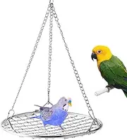 Bird Swing for Parakeets - Stainless Steel Chew-Proof Perch | Rust-Resistant Grid Design Rest Bed | Removable Easy-Clean Cage Accessory | Durable Hanging Swing with Secure Hooks for Cockatiel Canary