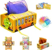 Baby Tissue Box Toy 6 Crinkle Papers 12 Silk Scarves-Montessori Toys for Babies 6 Months+-Sensory Tissue Box Toy Detachable to A Hanging Toy for Boys Girls Kids