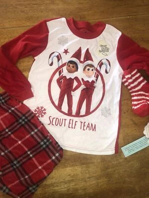Elf on the Shelf Pajamas Pj Set S 6/7 Christmas Ls Shirt Pant Socks Boys/ Girls