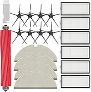 Replacement Parts Accessories Kit for Roborock Q7 / Q7+ / Q7 Max+ Robot Vacuum, 1 Roller Brush, 6 Hepa Filter, 8 Side Brush, 4 Mop Cloth