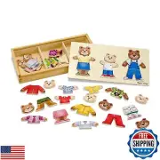 Melissa and Doug Mix 'n Match Wooden Bear Family Dress-Up Puzzle With Storage