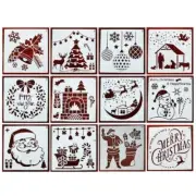 Pack of 12 Reusable Christmas Painting Stencil Templates Drawing Stencils