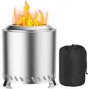 Fillis Outdoor Fire Pit, Smokeless Fire Pit, 22 x 22 x 26 cm, Stainless Steel Fire Barrel, Fire Basket, Mini Table Fireplace with Storage Bag, Balcony, Patio and Garden Decoration, Ideal for BBQ