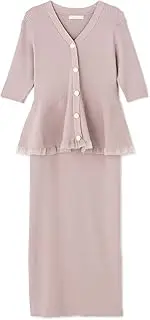 PROPORTION BODY DRESSING(プロポーションボディドレッシング) Women's Casual Dress, Sheer Hem Peplum Knit Setup