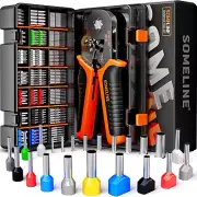 Ferrule Crimping Tool Kit,Wire Ferrules Kit,Hexagonal Ferrule Crimping Pliers (A