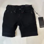 True Religion Boys Toddler Black Denim Shorts Geno Superfly Relaxed Fit Size: 5
