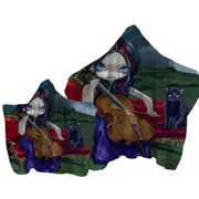 Cello Storm Gothic Beautiful Girl and Her Cat Towel with Hood