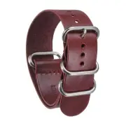 24mm Quick Release Genuine Leather Watch Band W Silver Metal Buckle, Caramel