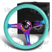 Neo Chrome Spoke Minty Fresh Wood Grip NRG 13.75" ST-015MC-MF Steering Wheel