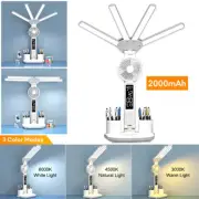 4 Heads LED Reading Desk Table Lamp Dimmable Touch Study Light USB Rechargeable