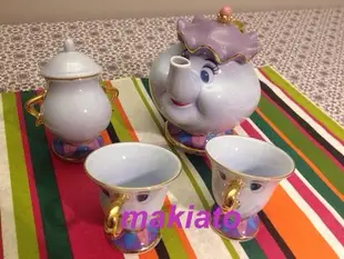 ~小小牛瑪奇朵2~日本迪士尼美女與野獸 茶壺媽媽 /阿齊杯/糖罐~茶具組