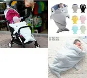 Shark Blanket Knit Crochet Warm Swaddle Wrap Sleeping Bag Infant Baby Boy Girl