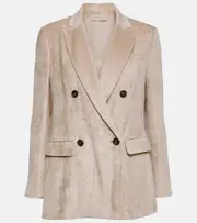 [Brunello Cucinelli] Brunello Cucinelli Double-breasted corduroy velvet blazer AU 16 beige