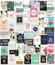 50 Unique Large Happy Birthday Cards Assortment with Envelopes and Stickers