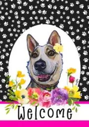 Australian Cattle Dog Hippie Hound Studios Paw Prints Welcome Flag