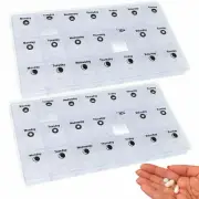 2 Pc 7 Day Pill Organizer Daily Am Noon Pm Medicine Tablet Holder Vitamin Case