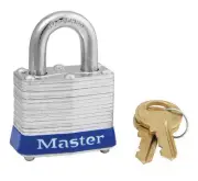 Master Lock 3Kas6blu Lockout Padlock,Ka,Blue,1-1/4"H,Pk6