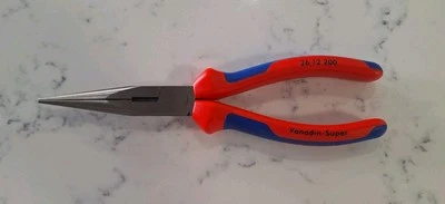 Knipex Long Nose Pliers With Side Cutter Comfort Grip 8" 26 12 200